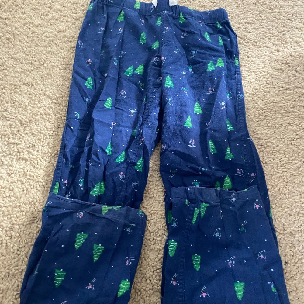 J. Crew women Navy Pajama Bottoms with Green Tree Pattern